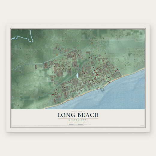 Long Beach, Mississippi map print, the full design
