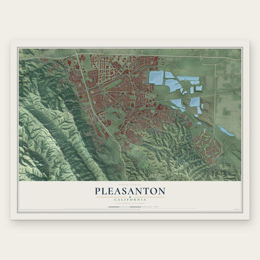 Pleasanton, California map print, the full design