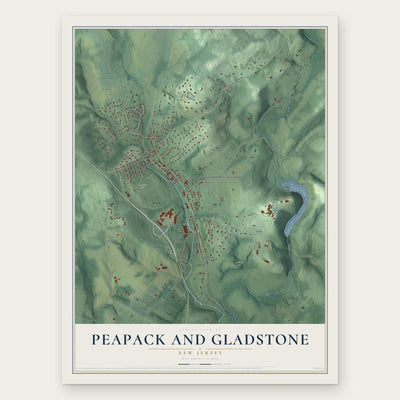 Peapack and Gladstone, New Jersey map print, the full design