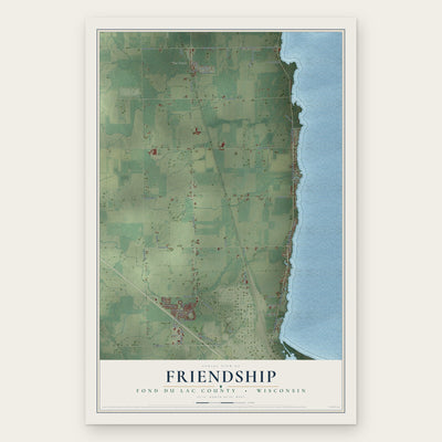 Friendship, Fond du Lac County, Wisconsin map print, the full design