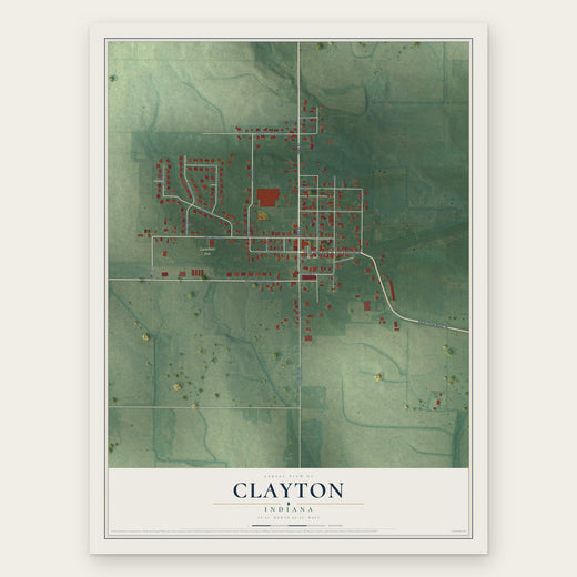 Clayton, Indiana map print, the full design