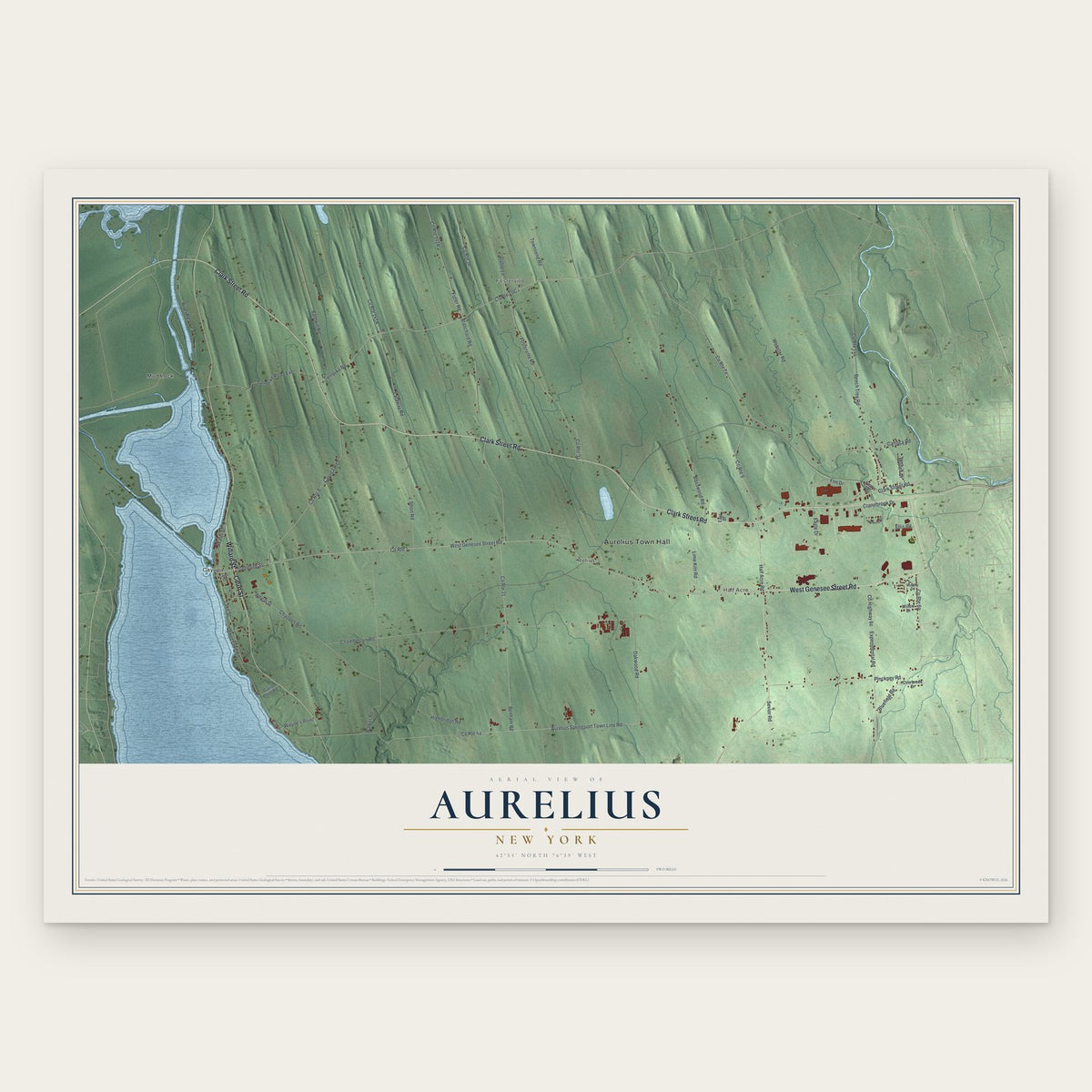 Aurelius, New York map print, the full design