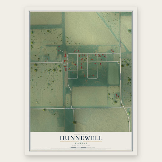 Hunnewell, Kansas map print, the full design