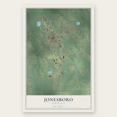 Jonesboro, Louisiana map print, the full design