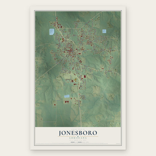 Jonesboro, Louisiana map print, the full design
