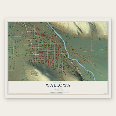 Wallowa, Oregon map print, the full design