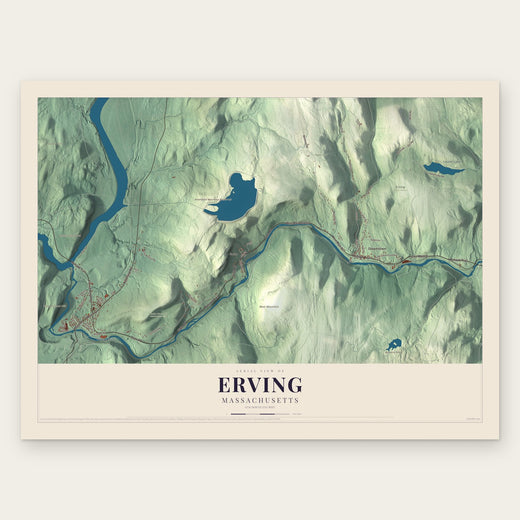 Erving, Massachusetts map print, the full design