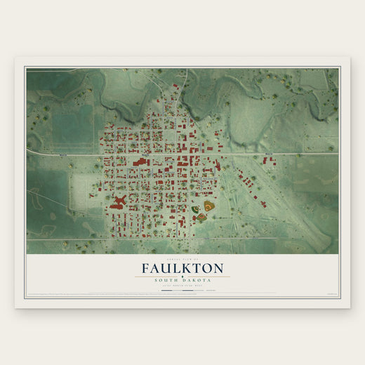 Faulkton, South Dakota map print, the full design