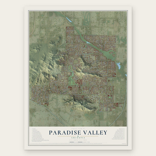 Paradise Valley, Arizona map print, the full design