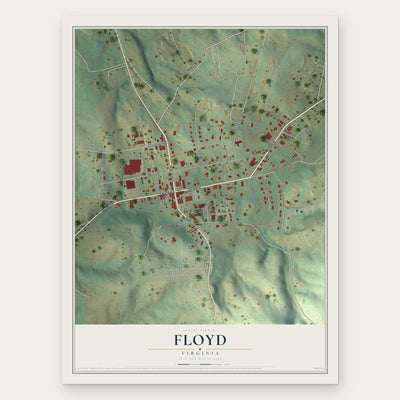 Floyd, Virginia map print, the full design