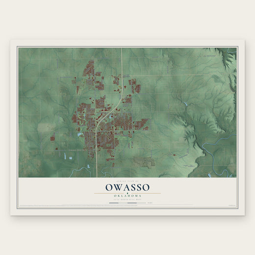 Owasso, Oklahoma map print, the full design