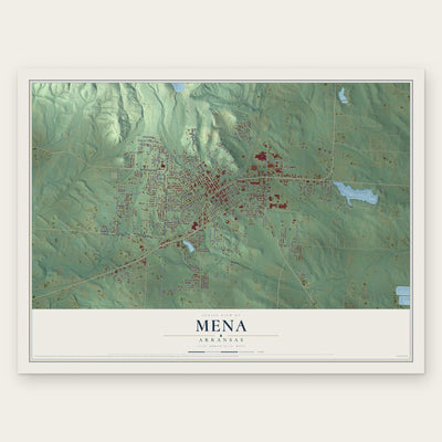 Mena, Arkansas map print, the full design