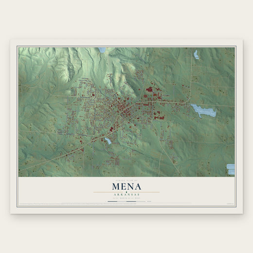 Mena, Arkansas map print, the full design