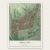 King City, Oregon map print, the full design