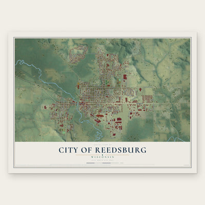 Reedsburg, Wisconsin map print, the full design