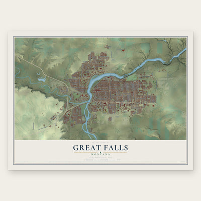 Great Falls, Montana map print, the full design