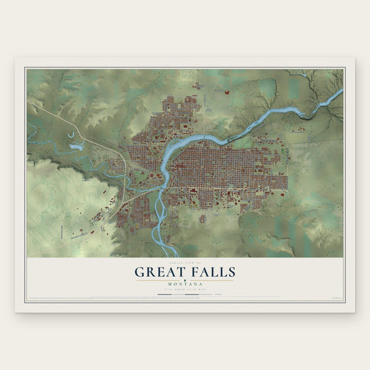 Great Falls, Montana map print, the full design