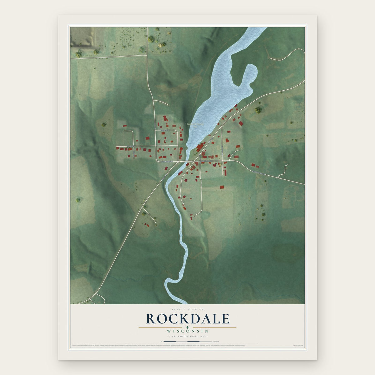 Rockdale, Wisconsin map print, the full design