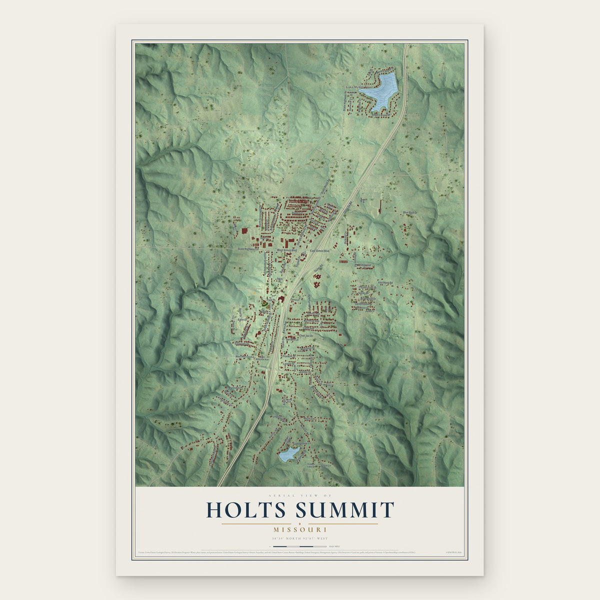 Holts Summit, Missouri map print, the full design