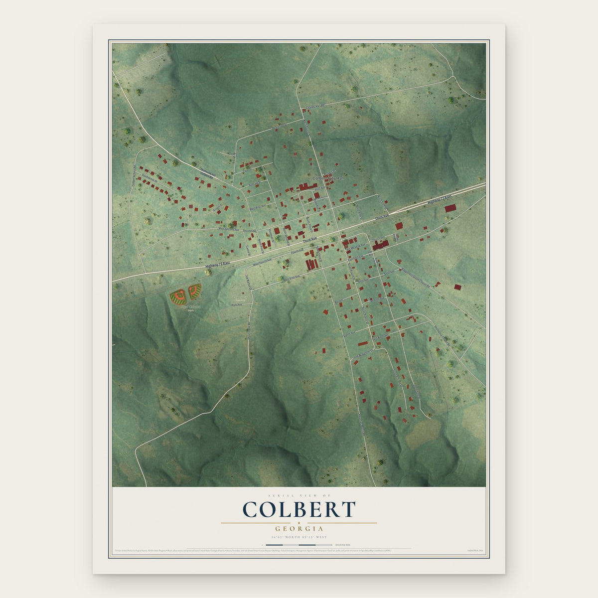 Colbert, Georgia map print, the full design