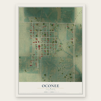 Oconee, Illinois map print, the full design