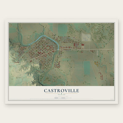 Castroville, Texas map print, the full design