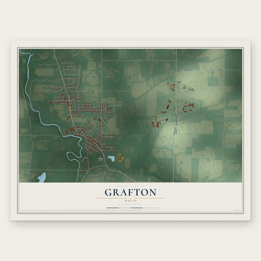 Grafton, Ohio map print, the full design