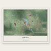 Owen, Wisconsin map print, the full design