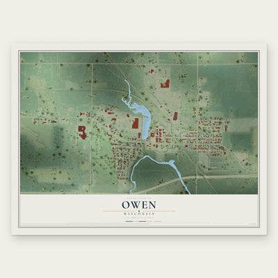 Owen, Wisconsin map print, the full design