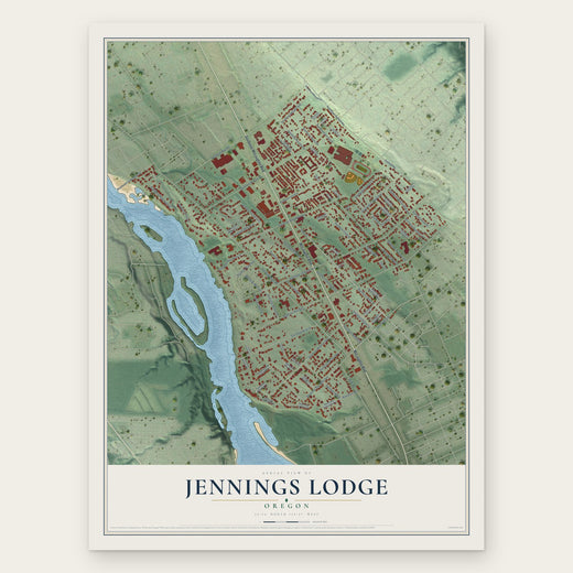 Jennings Lodge, Oregon map print, the full design