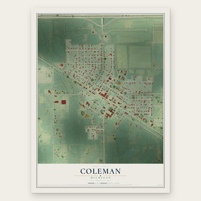 Coleman, Michigan map print, the full design