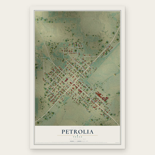 Petrolia, Texas map print, the full design