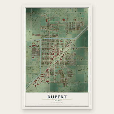 Rupert, Idaho map print, the full design