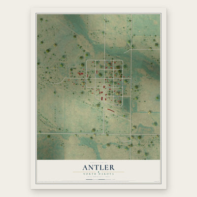 Antler, North Dakota map print, the full design