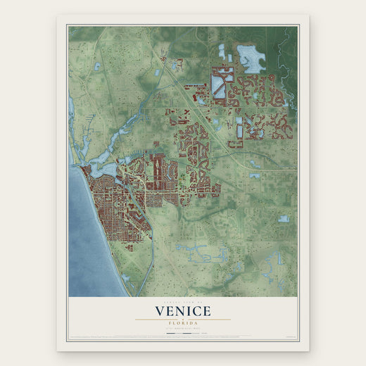 Venice, Florida map print, the full design