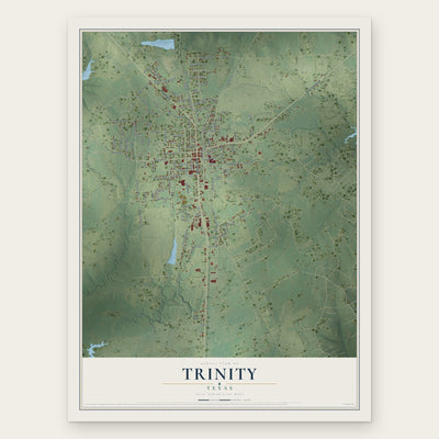 Trinity, Texas map print, the full design