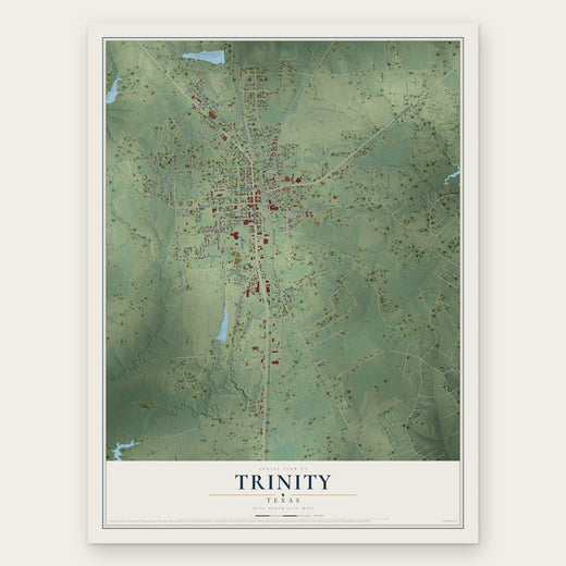 Trinity, Texas map print, the full design