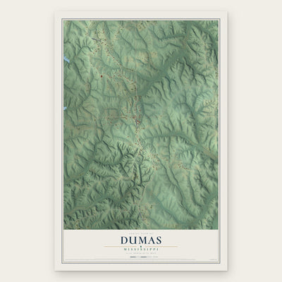 Dumas, Mississippi map print, the full design