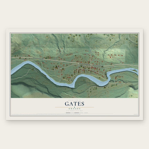 Gates, Oregon map print, the full design