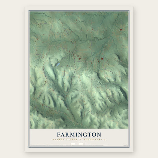Farmington, Warren County, Pennsylvania map print, the full design