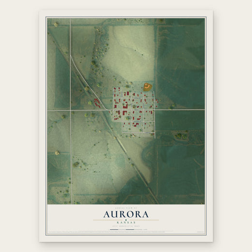 Aurora, Kansas map print, the full design