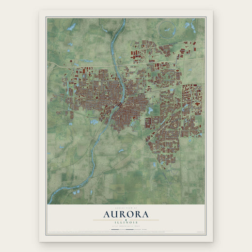Aurora, Illinois map print, the full design