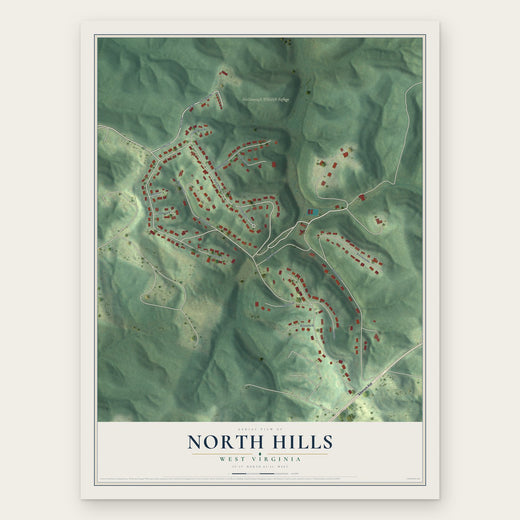 North Hills, West Virginia map print, the full design