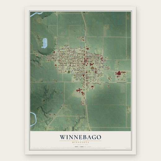 Winnebago, Minnesota map print, the full design