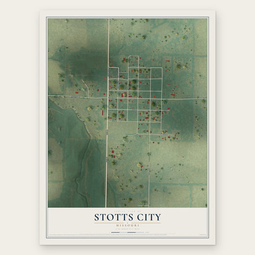 Stotts City, Missouri map print, the full design