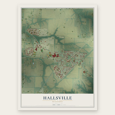 Hallsville, Missouri map print, the full design