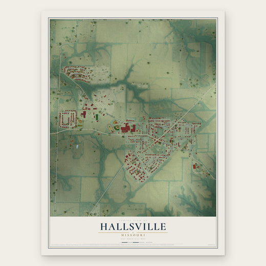 Hallsville, Missouri map print, the full design