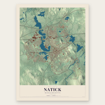 Natick, Massachusetts map print, the full design