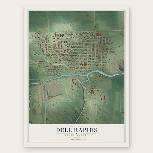 Dell Rapids, South Dakota map print, the full design