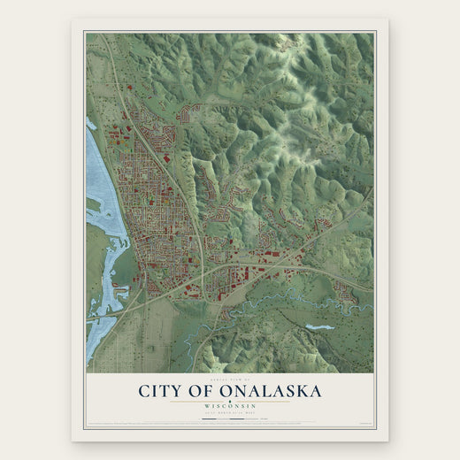 Onalaska, Wisconsin map print, the full design